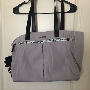 Awesome carry-all, go everywhere satchel-silver parachute material, black trim.